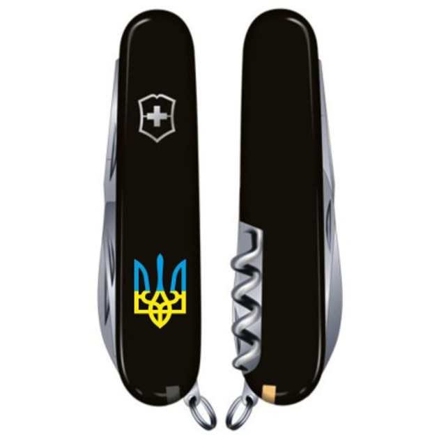 Нож Victorinox Climber Ukraine Black "Тризуб Жовто-Блакитний" (1.3703.3_T0016u) - изображение 2