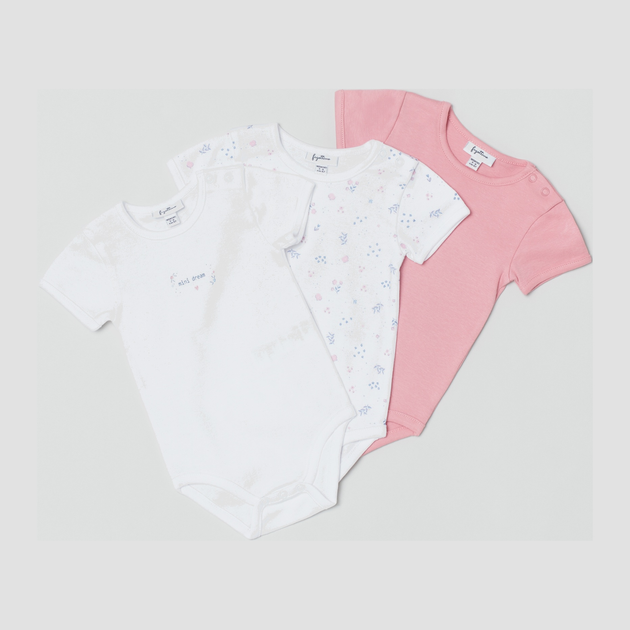 Набір боді-футболок 3 шт OVS 1606612 80-86 см Pink Nectar (8052147119192) - зображення 1