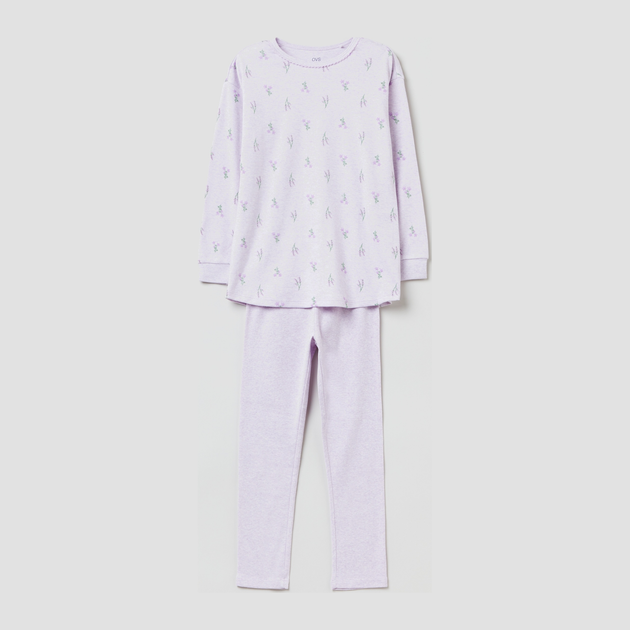Піжама дитяча (футболка з довгими рукавами + штани) OVS 1630044 104 см Violet Melange (8052147518391) - зображення 1
