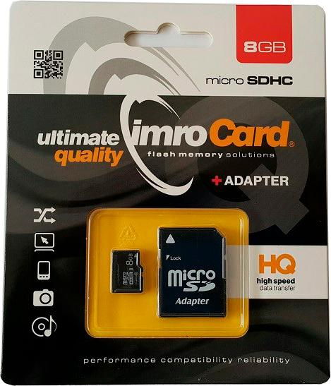 Imro microSDHC 8GB Class 4 + adapter (4/8G ADP) - зображення 1