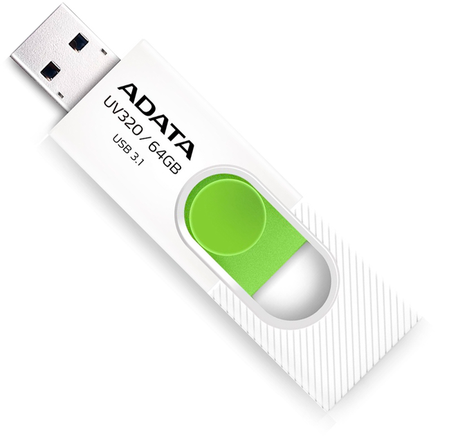 ADATA UV320 64GB USB 3.1 biało-zielony (AUV320-64G-RWHGN) - obraz 1