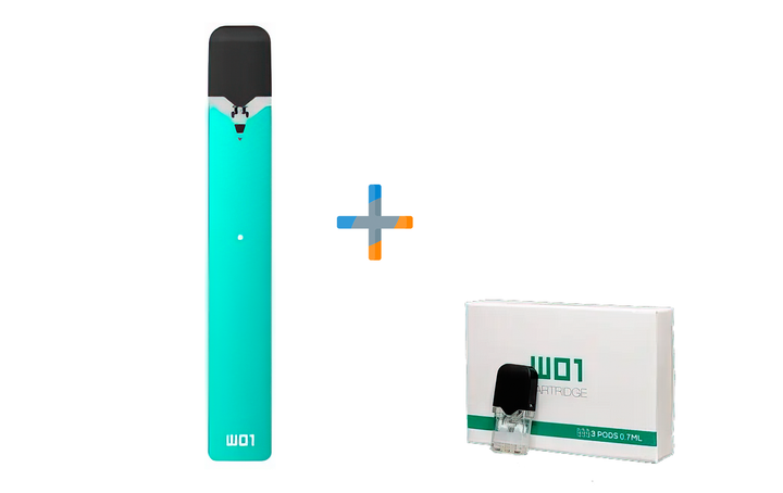 Электронная Сигарета. OVNS W01 POD Kit Blue (Голубой) POD Система + пачка картриджей - изображение 2