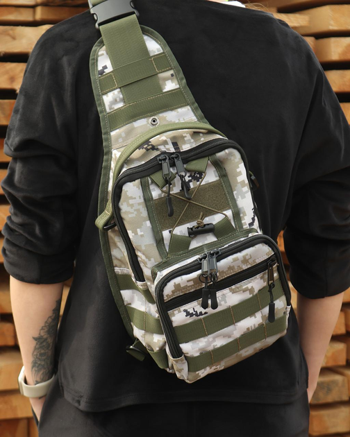Тактическая сумка-рюкзак через плечо Sling Pack Светлый Пиксель Maybel (1696-1) - изображение 1