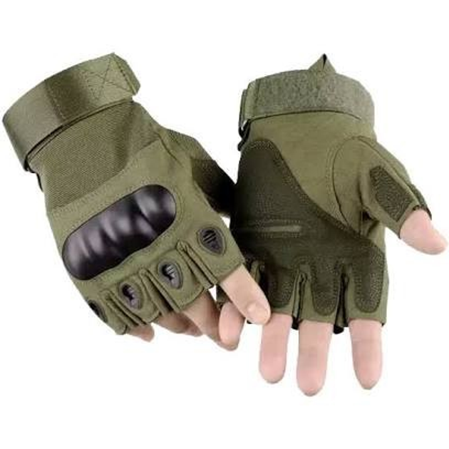 Тактичні рукавички без пальців Армійські безпалі військові тактичні рукавички Розмір M Зелені (Олива) - зображення 2