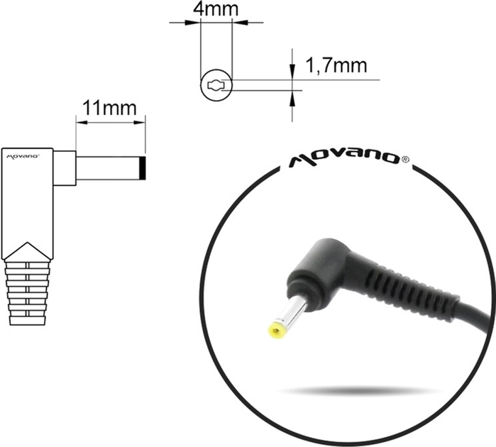 Zasilacz do laptopa Mitsu Lenovo 20V 2.25A (4.0x1.7) (5ZM035) - obraz 2