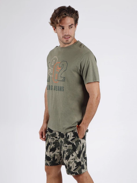 Piżama męska z szortami i krótkim rękawem Admas Lois 55378 S Khaki (8433623556715) - obraz 3