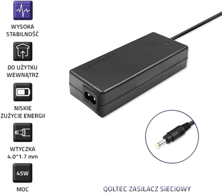 Блок живлення Qoltec для ноутбука Lenovo 20V 2.25A 45W (4x1.7) (51509.45W) - зображення 2