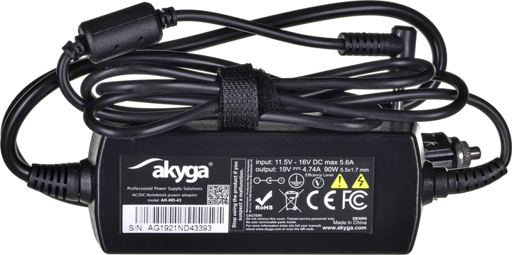 Блок живлення Akyga для ноутбука Acer 19V 4.74A 90W (5.5x1.7) (AK-ND-43) - зображення 1
