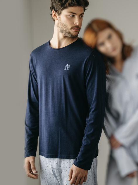 Piżama męska z długimi spodniami i długim rękawem Admas Classic 60270 L Niebieski (8433623673887) - obraz 4