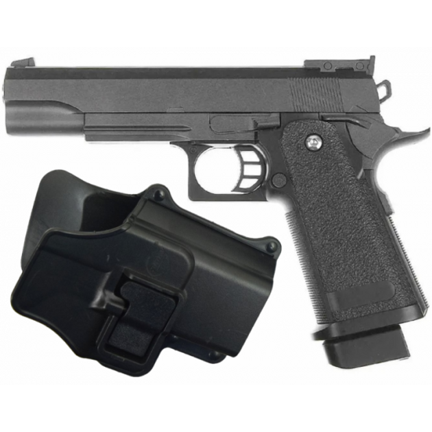 Страйкбольний пістолет з Кобурою Colt M1911 Hi-Capa Galaxy G6+ метал чорний - изображение 1