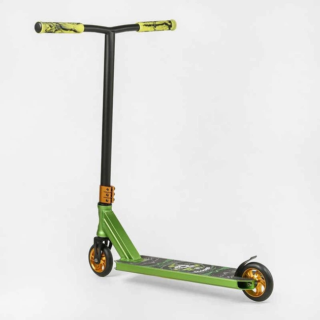 Самокат трюковой Best Scooter Салатовый с черепом BS-9621 - изображение 4