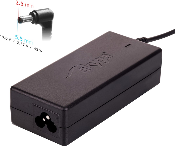 Zasilacz Akyga do laptopa Acer, Asus, Dell, HP, Lenovo, Toshiba 19V 2.37A 45W (5.5x2,5) (AK-ND-52) - obraz 3