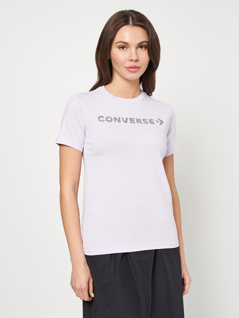 Акція на Футболка жіноча Converse Women'S Knit Tee 10024545-533 XS Світло-фіолетова від Rozetka