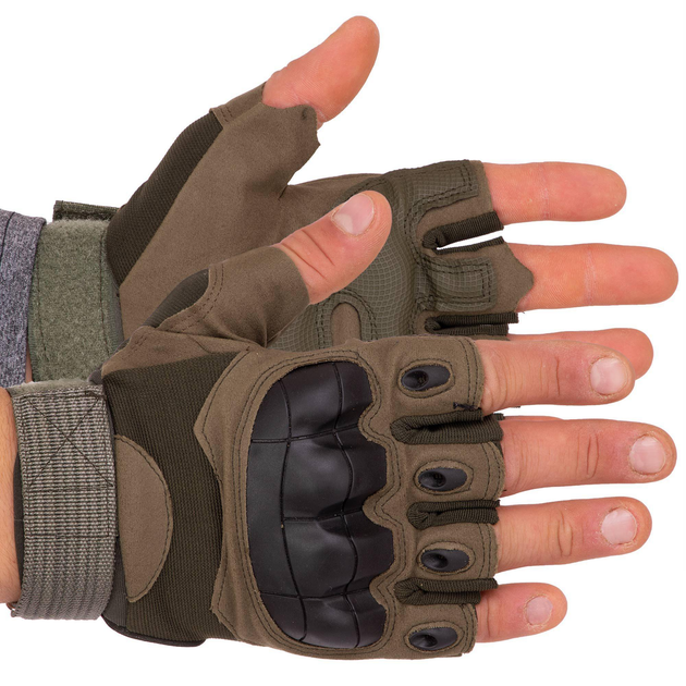 Тактичні рукавички з відкритими пальцями SP-Sport BC-8788 Колір: Оливковий розмір: M - зображення 1