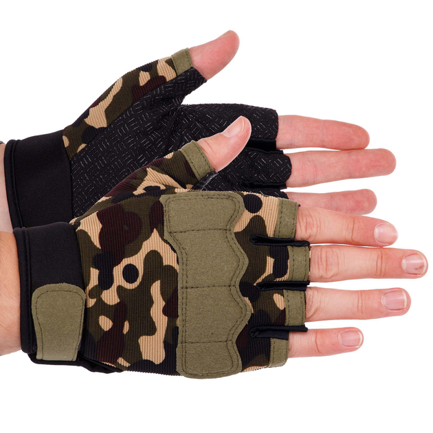 Перчатки тактические с открытыми пальцами SP-Sport BC-8789 р-р L, цвет Камуфляж - изображение 1