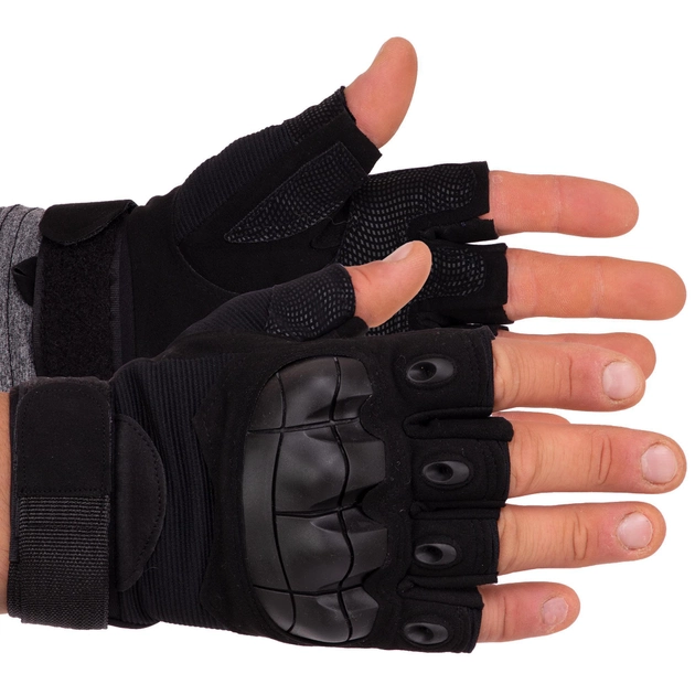 Тактичні рукавички з відкритими пальцями SP-Sport BC-8788 Колір: Чорний розмір: M - зображення 1