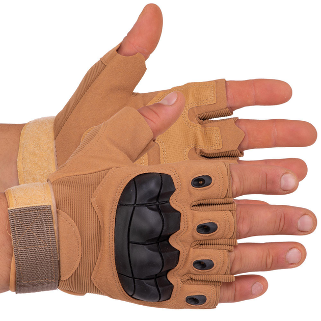 Тактичні рукавички з відкритими пальцями SP-Sport BC-8788 Колір: Хакі розмір: XL - зображення 1