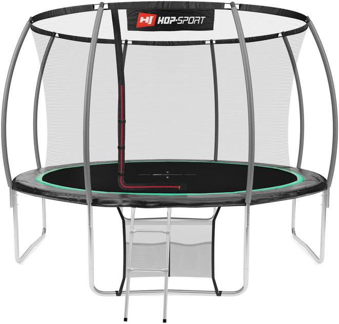 Батут Hop-Sport Premium HS-PT12I 12FT 366 см black/green с внутренней ...