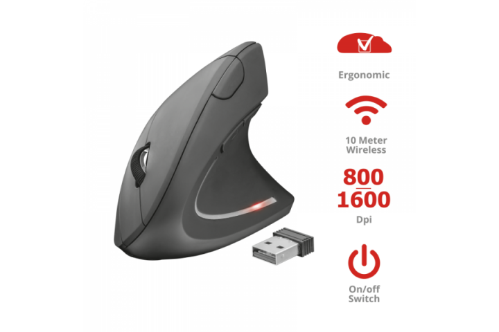 Мишка Trust Verto Wireless Ergonomic Black (22879) - изображение 2