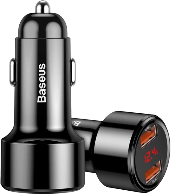 Автомобільний зарядний пристрій 45W швидка зарядка Baseus Magic Series Dual Dsplay QC 2x3.0 Black (CCMLC20A-01) - изображение 3