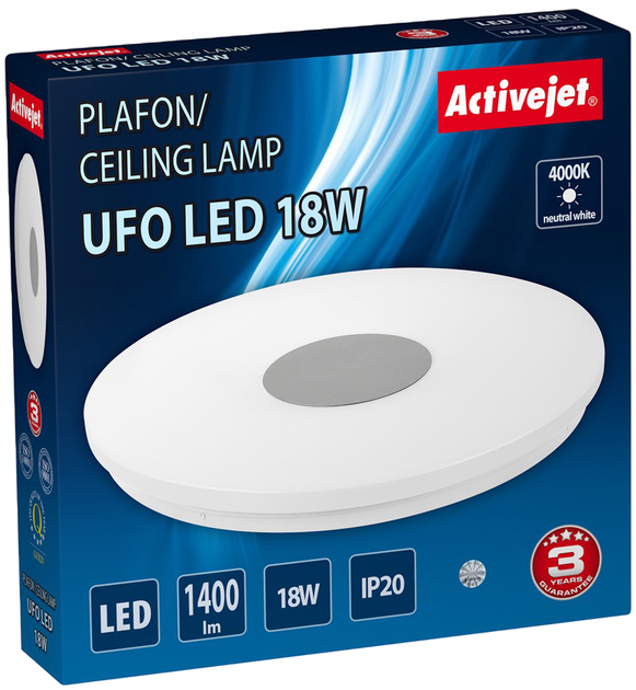 Стельовий світильник Activejet LED UFO 18W - зображення 2