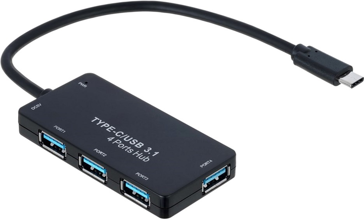 USB-хаб Akyga USB 3.2 Gen 2 (3.1 Gen 2) Type-C 500 Mbit/s Black (AK-AD-52) - зображення 1