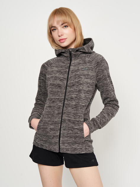 Акція на Толстовка на блискавці утеплена жіноча 4F Fleece F050 4FSS23TFLEF050-24M XS Сіра від Rozetka