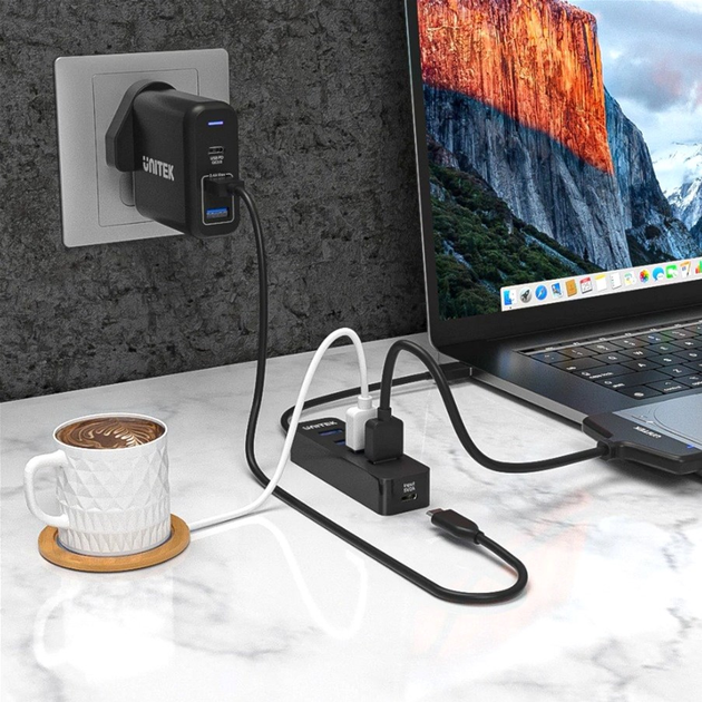 USB-хаб Unitek uHUB Q4 4 Ports Powered USB 3.0 Hub with USB-C Power Port (H1117A) - зображення 5