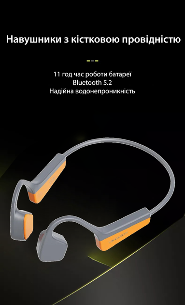 Бездротові спортивні навушники з кістковою провідністю гарнітура Bluetooth з мікрофоном Langsdom BS17 Gray - зображення 2
