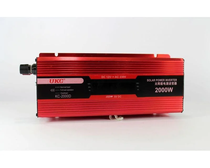 Преобразователь напряжения DC12V-AC 220V UKC Solar Power Inverter 2000ВТ инвертор в машину USB, куллер, дисплей Красный - изображение 7