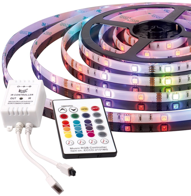 Taśma LED Activejet AJE-LED RGB Music Stripe z pilotem i adapterem - obraz 1