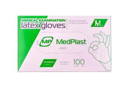 Рукавички латексні припудрені MedPlast M (7-8) - зображення 1