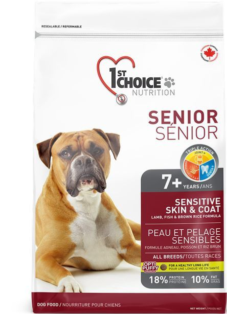 Корм 1st Choice Senior Sensitive Skin&Coat для літніх чи малоактивних ...
