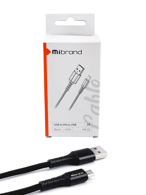 Кабель Mibrand з USB на Micro USB | Шнур для заряджання телефону на 0,5m | Провід для зарядки гаджетів MIDC/3205MB - Фото 2 Кабель Mibrand з USB на Micro USB | Шнур для заряджання телефону на 0,5m | Провід для зарядки гаджетів MIDC/3205MB - зображення 2