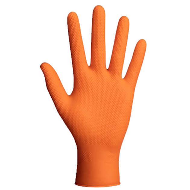 Нітрилові рукавички Cупер міцні Powergrip Mercator Medical, щільність 8.5 г. — жовтогарячі (50 шт./25пар) XL (9-10) - зображення 2