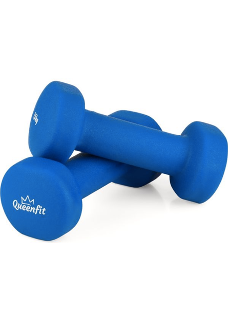 Набор гантелей неопреновых Queenfit 2х1.5 кг (3 кг) светло-синий. Круглые, для фитнеса, аэробики, дома - изображение 5
