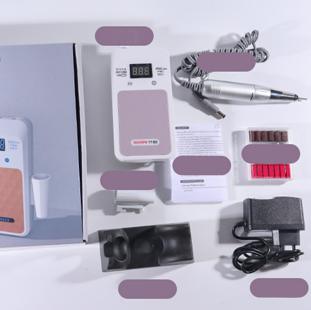 Портативный Фрезер для ногтей Fashion Plus Nail Drill ND928 аккумуляторный с индикатором заряда и насадками, на 35 000 оборотов Pink - изображение 8