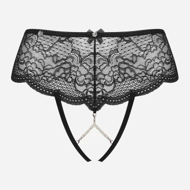 Majtki erotyczne brazylijskie Obsessive Pearlove XS/S Black (5901688238615) - obraz 5