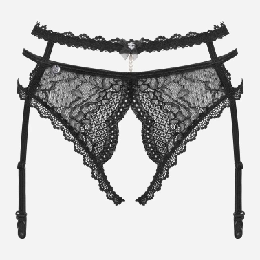 Erotyczny pasek do pończoch Obsessive Pearlove XS/S Black (5901688250617) - obraz 5