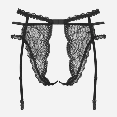 Erotyczny pasek do pończoch Obsessive Pearlove XS/S Black (5901688250617) - obraz 6