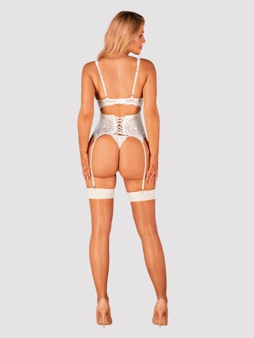 Pończochy erotyczne Obsessive S814 S/M White (5901688238752) - obraz 4