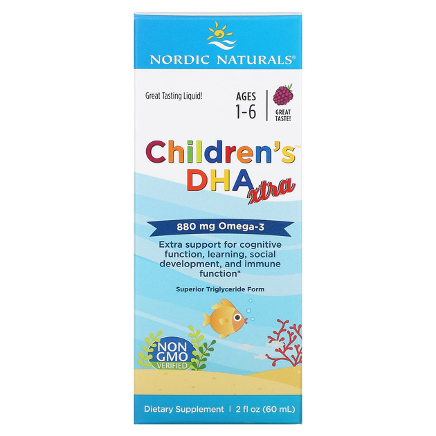 ДГК Экстра Nordic Naturals Children's DHA Xtra для детей 1–6 лет, ягодный вкус, 880 мг, 60 мл - изображение 1