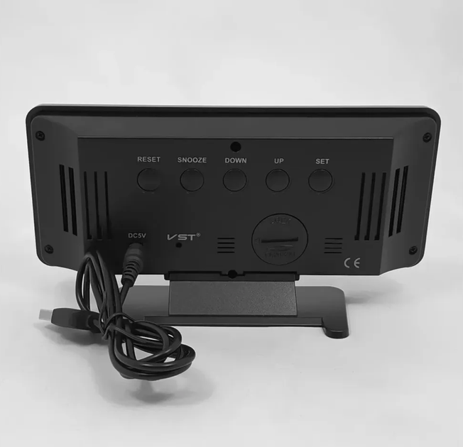 Електронний настільний LED-годинник від USB з будильником/термометром + гігрометр Чорний з Зеленими цифрами - зображення 8