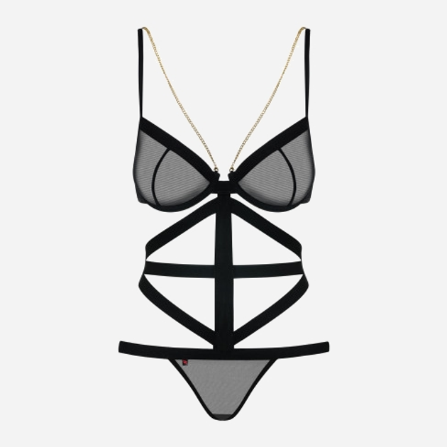 Komplet erotyczny (biustonosz + stringi) Obsessive Bondy S/M Black (5901688209288) - obraz 5