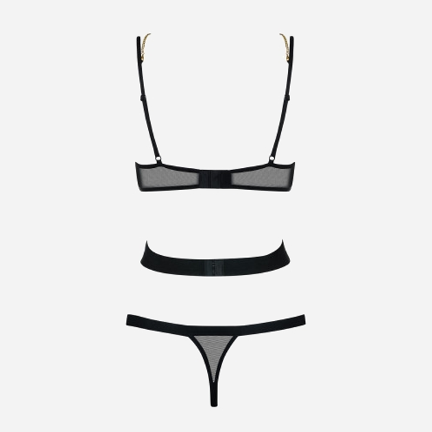 Komplet erotyczny (biustonosz + stringi) Obsessive Bondy S/M Black (5901688209288) - obraz 6