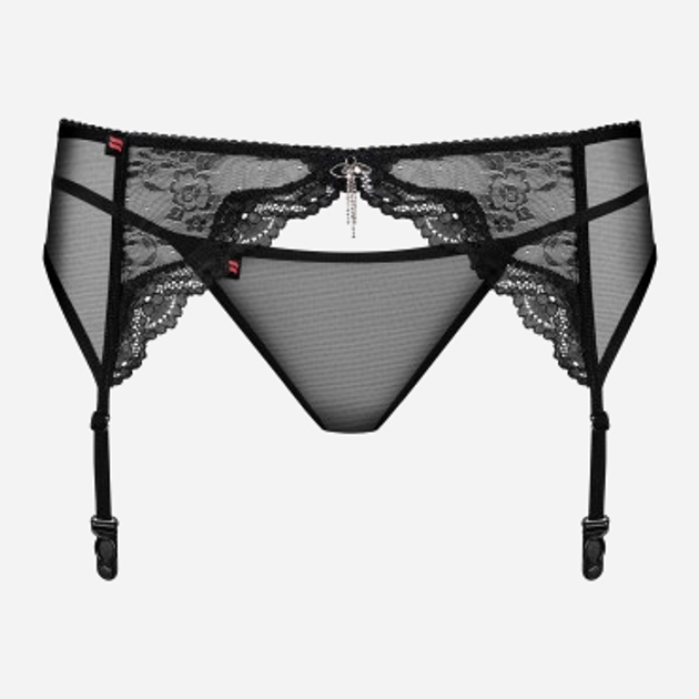 Komplet erotyczny (podwiązka + pończochy) Obsessive Charms 2XL Black (5901688203507) - obraz 5