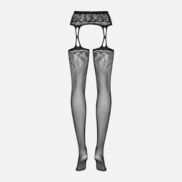 Rajstopy erotyczne Obsessive Garter S206 S/M/L Black (5901688202111) - obraz 6