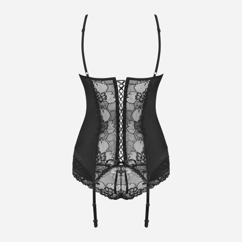 Komplet erotyczny (gorset + figi brazylijskie) Obsessive Heartina S/M Black (5901688225240) - obraz 6