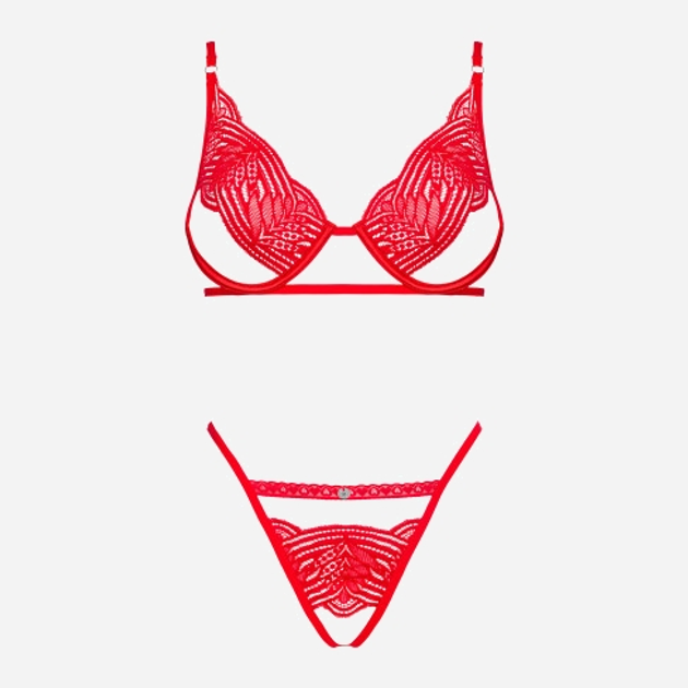 Komplet erotyczny (biustonosz + figi brazylijskie) Obsessive Mellania L/XL Red (5901688236994) - obraz 5