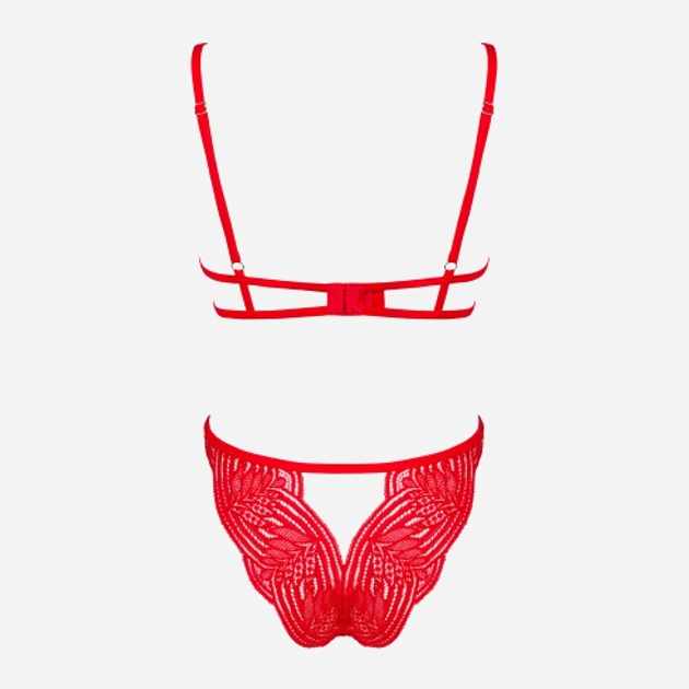 Komplet erotyczny (biustonosz + figi brazylijskie) Obsessive Mellania S/M Red (5901688236987) - obraz 6